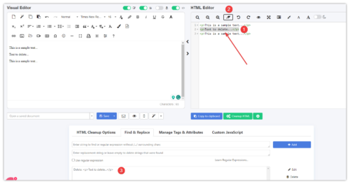 Using find and replace - Word to HTML