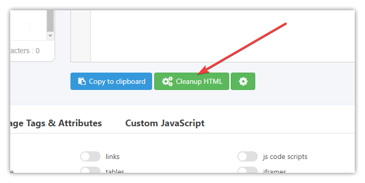 Cleanup HTML button